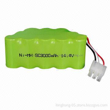 NiMH Rechargeable Battery Pack with 14.4V Voltage, 3,000mAh Capacity